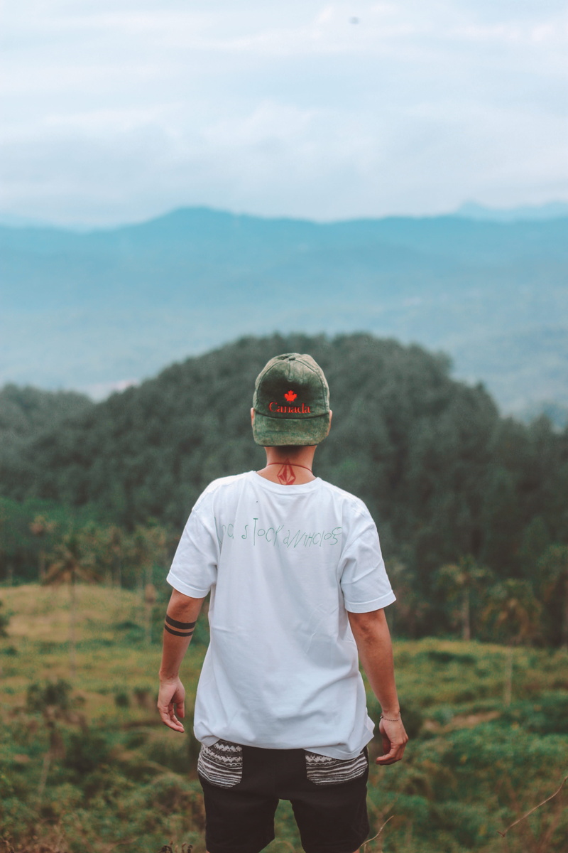 faceless, green, land, beauty in nature, man, men, day, one person, 5K, sky, field, forest, nature, landscape, indonesia, tropic, focus on foreground