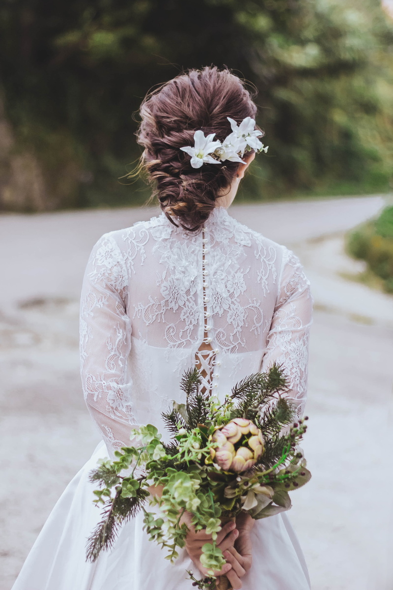 happy, day, flower, bride, event, celebration, focus on foreground, outdoors, wedding dress, young adult, faceless, memory, flowering plant, adult, real people