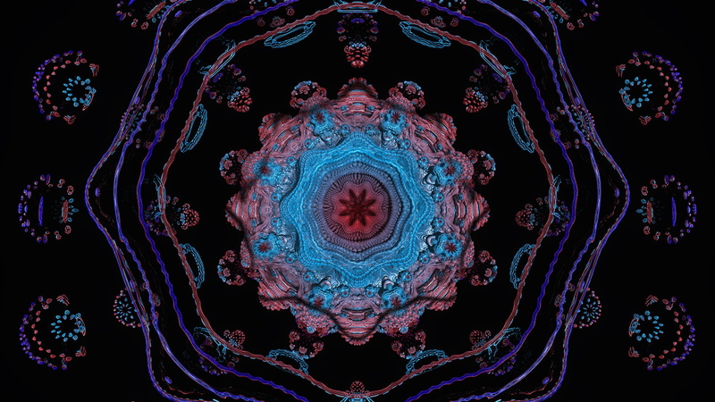 magnification, technology, black background, art and craft, 1080P, nature, 3D fractal, digital art, no people, symmetry, blue, minimalism, render, animal themes