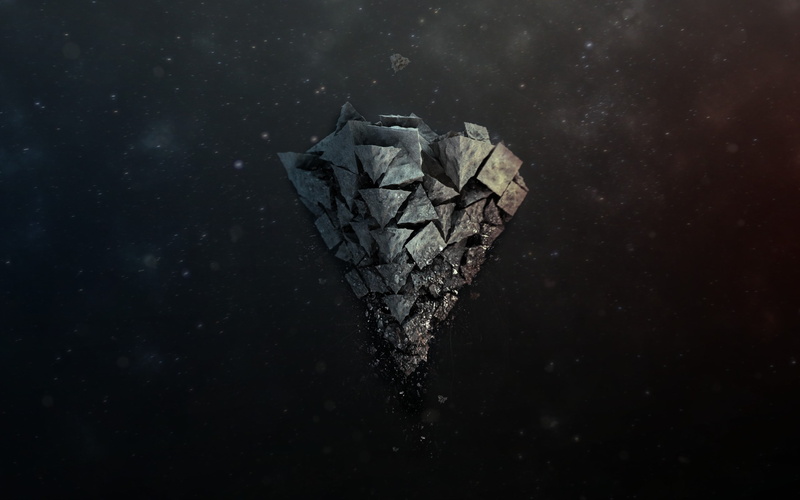 Shards, still life, close-up, night, Stone, Background, art and craft, gray, copy space, paper, craft, broken, indoors, 2K, studio shot, emotion, Light