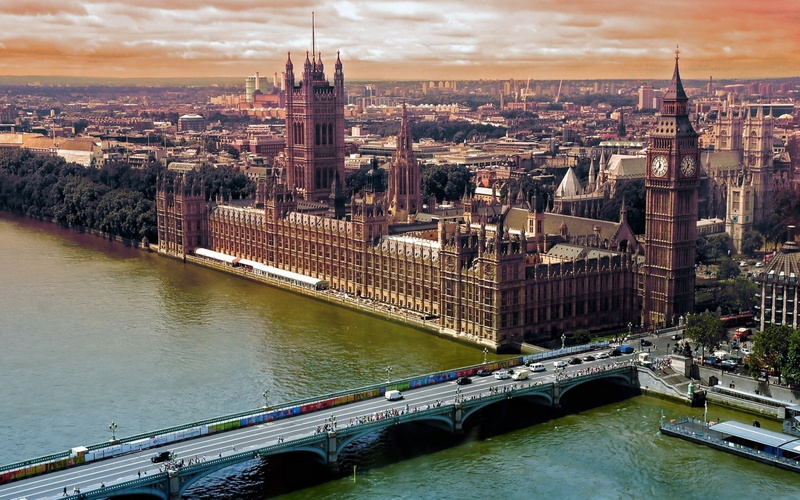 UK, bridge, cityscape, London, River Thames, 1080P