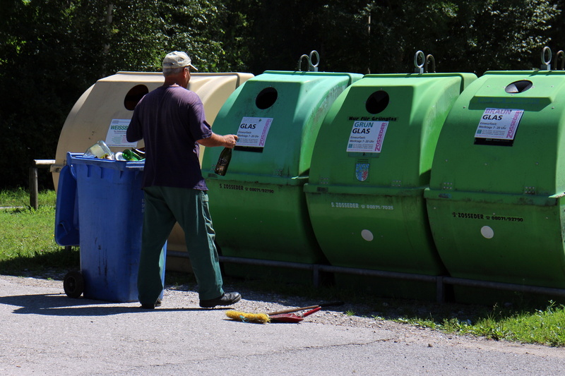 full length, throw away society, standing, outdoors, transportation, garbage, recycled glass, environment, nature, clothing, garbage bin, real people, waste disposal