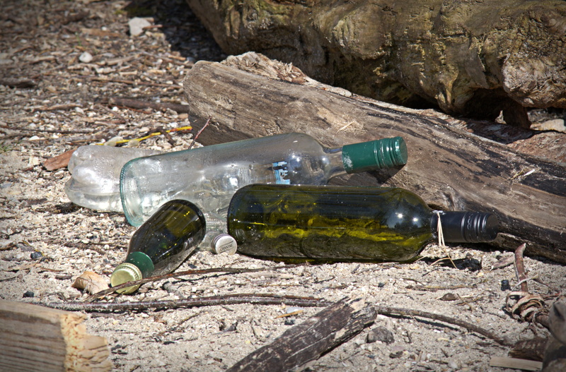 beverages, close-up, container, glass, environmental protection, stone - object, no people, waste disposal, garbage, day, bottle, high angle view, bottles