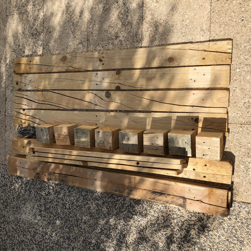 nail, tree, outdoors, sunlight, day, sculpture, recycle, wood - material, high angle view, built structure, deconstruction, plank, stack, 2K, reuse, nature