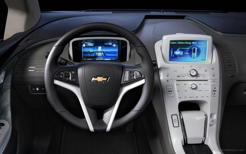 1080P, cars, steering, wheel, black, chevrolet, volt, interior