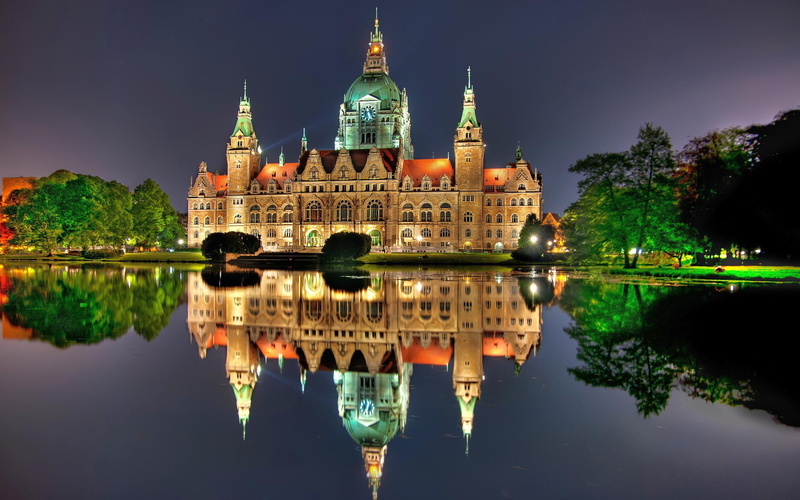 architecture, hannover, hall, city, germany, 2K