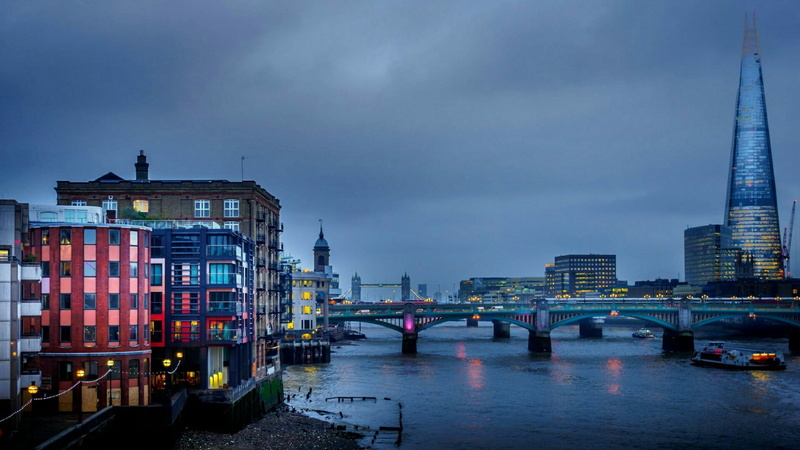 1080P, building exterior, no people, illuminated, office building exterior, mode of transportation, building, transportation, sky, thames, london, united kingdom