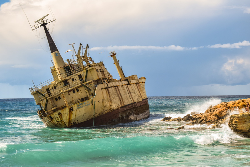 no people, breaking, edro iii shipwreck, run-down, sea, ruined, clouds, water, aged, mode of transportation, transportation, weathered, sinking, day, splash