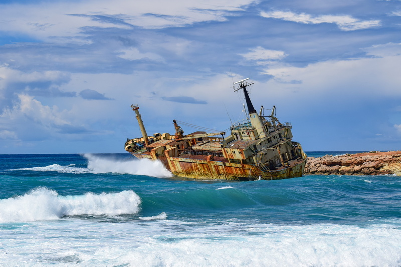 wave, clouds, cloud - sky, ruined, damaged, abandoned, motion, rough sea, horizon over water, weathered, waves, beach, transportation, no people, splash