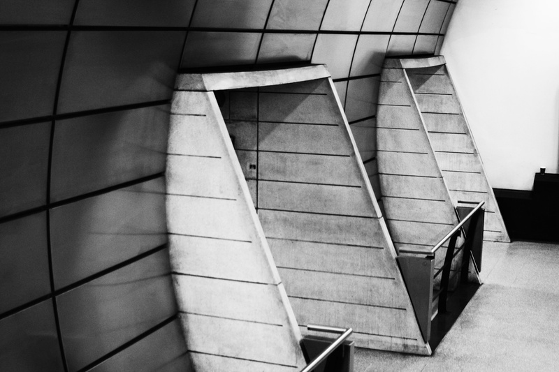 architecture, absence, tile, staircase, building exterior, low angle view, wall - building feature, building, day, tiled floor, no people, black and white