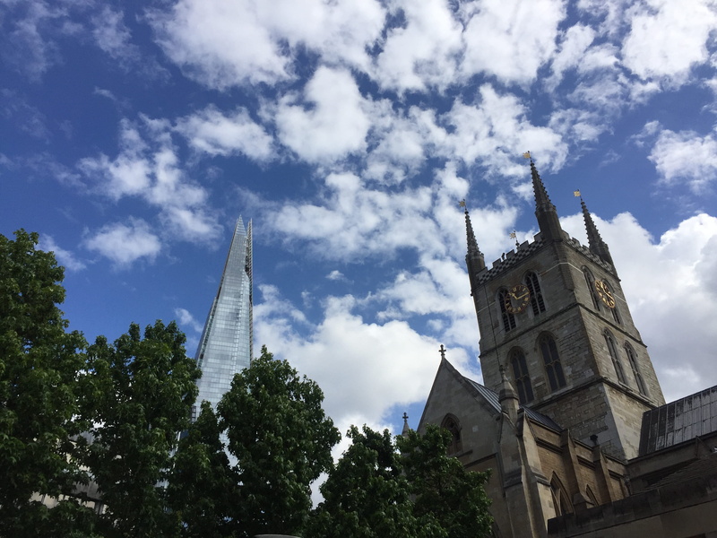 the shard, building exterior, built structure, building, office building exterior, tree, london, united kingdom, religion, nature, skyscraper, cloud - sky