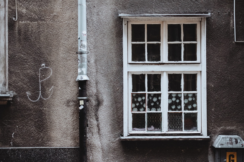 architecture, window, cold temperature, connection, concrete, house, built structure, pane, transparent, white, pipe, building, metal, pipe - tube, gray