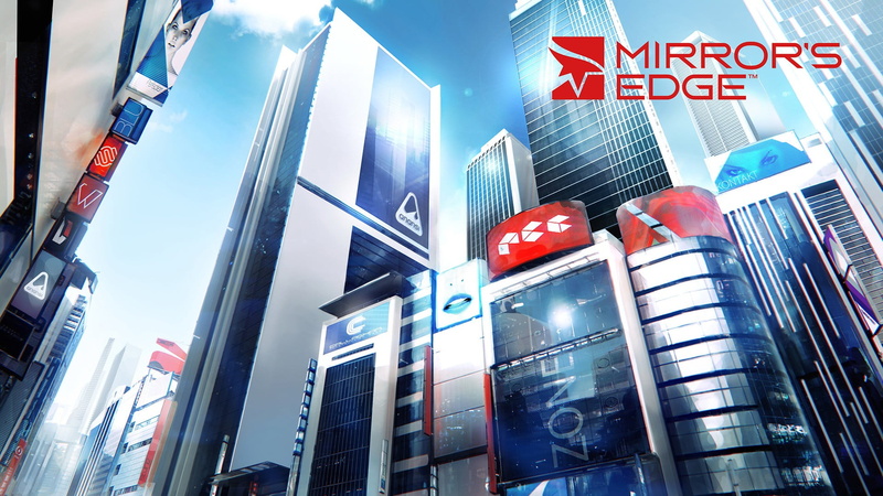 doors, sky, 1080P, building exterior, city, outdoors, flag, car, low angle view, office, two, black, glass - material, Mirrors Edge, office building exterior