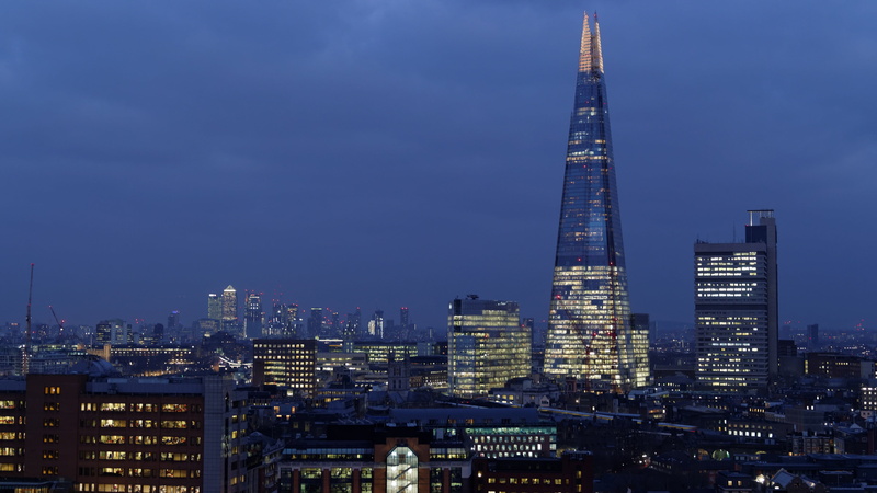 outdoors, no people, landmark, travel destinations, city, united kingdom, office, skyline, dusk, evening, spire, building, the shard, skyscraper, 4K, financial district