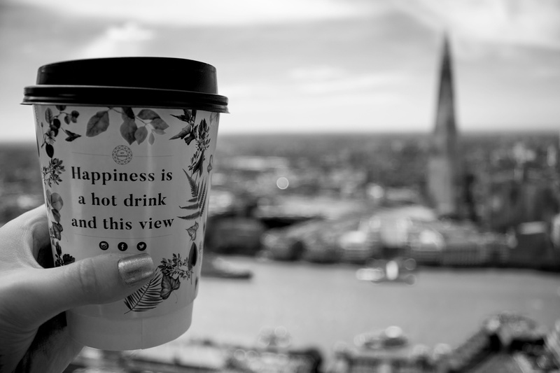 the shard, food and drink, 5K, communication, text, sky view, view, coffee, london, body part, hand, united kingdom, sky garden, finger, cup, sky, holding