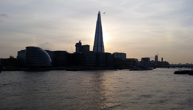 sunset, thames, 1080P, travel destinations, london, architecture, water, landscape, dusk, outdoors, sky, skyline, built structure, spire, england, tall - high