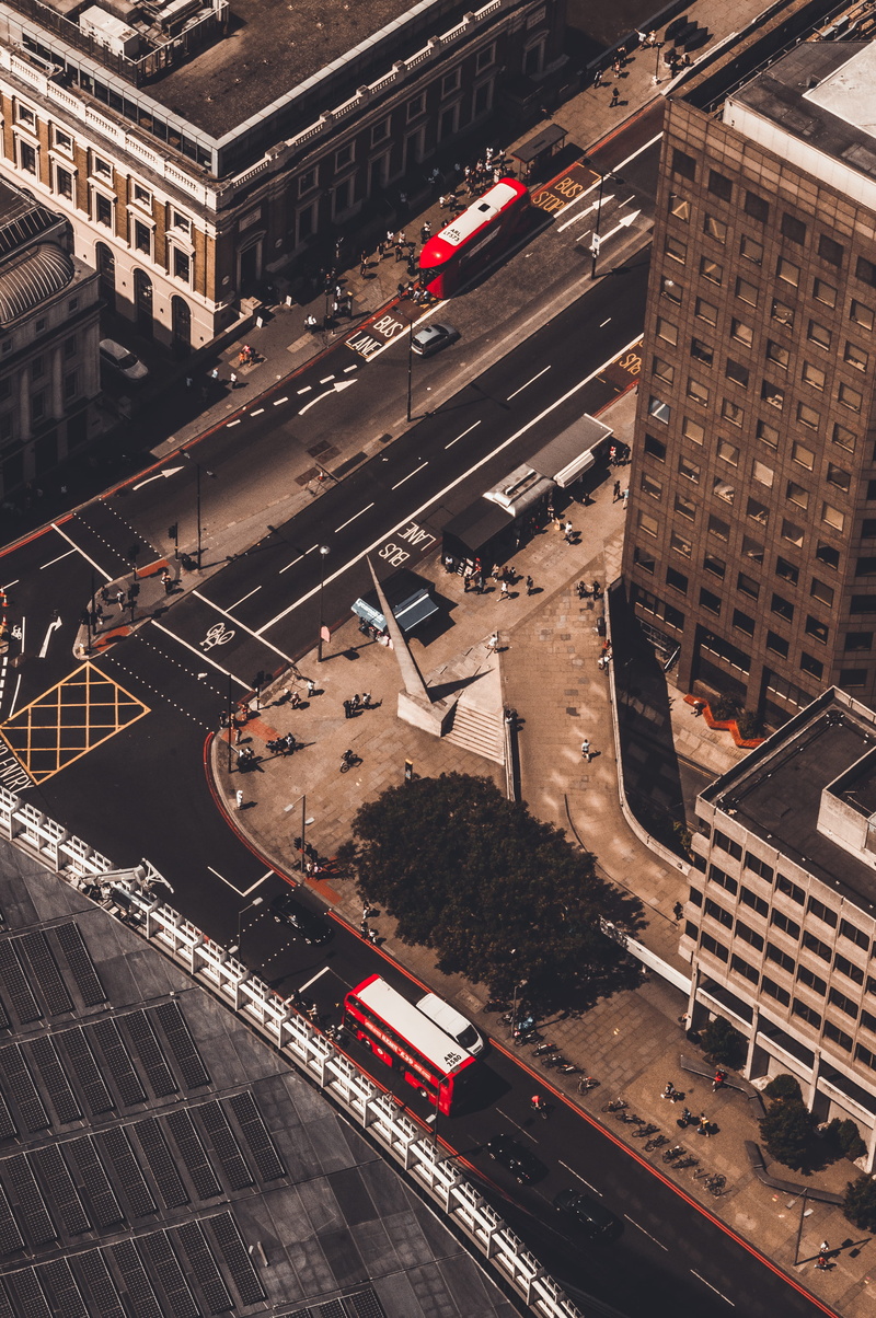 city, road, citylife, transportation, photography, bridge - man made structure, building, rail transportation, people, track, red bus, vehicles, building exterior