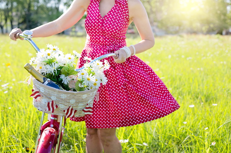 nature, city, woman, healthy lifestyle, summer, outdoor, flowering plant, growth, gray, bike riding, bike, women, lifestyles, bicycle, red bicycle, sunlight