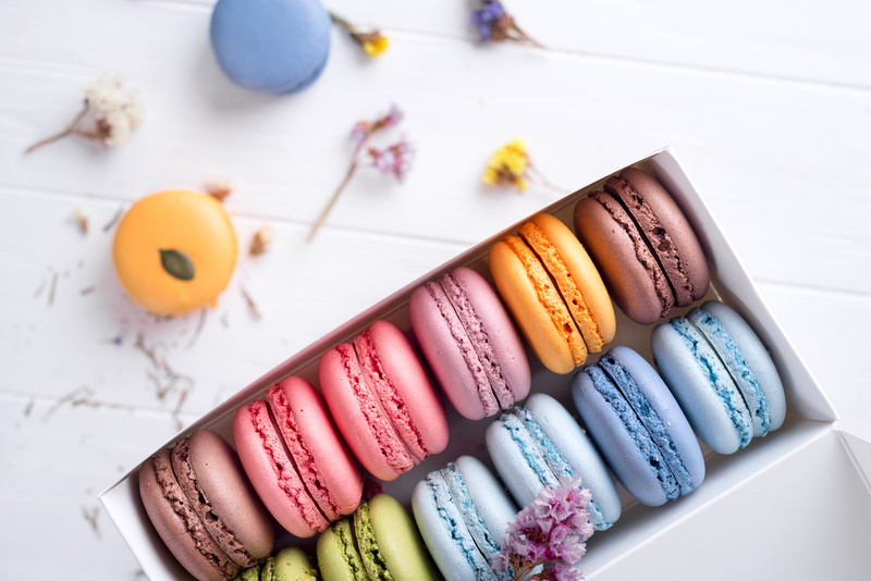 macaron, 5K, macaroon, sweet, flowers, dessert, french, colorful, cookies, cakes