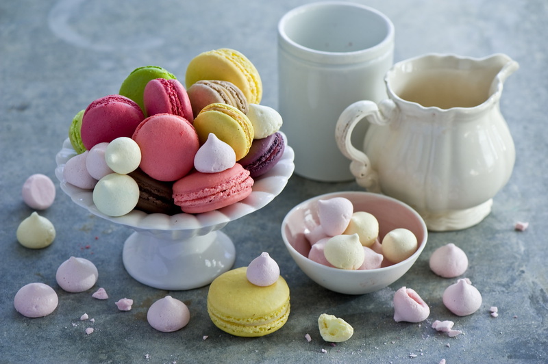 Meringue Kisses, Sweets, Food, 1080P, Macaron, Dessert