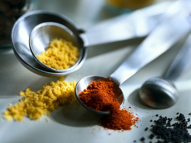ingredient, cooking, backgrounds, 720P, eating utensil, indian Culture, tools, high angle view, spoon, domestic Kitchen, turmeric, paprika, asian food