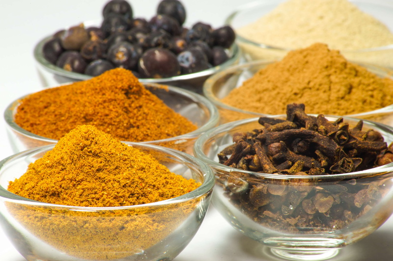 spices, glassware, ingredient, variation, spoon, snack, cooking, turmeric, food, container, pepper, ground - culinary, still life, nutmeg, herb, flavor