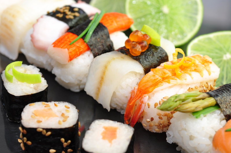 food and drink, crab stick, wellbeing, cumin, no people, seafood, fish, lime, ready-to-eat, healthy eating, salmon - seafood, asian food, rice - food staple