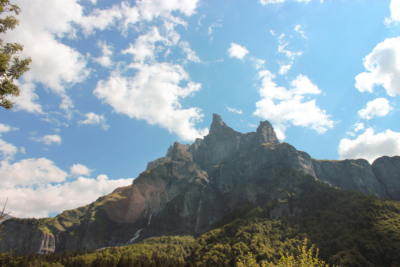 france, rock, mountain peak, mountain range, sky, outdoors, idyllic, low angle view, forest, no people, sixt-fer-à-cheval, scenics - nature, environment