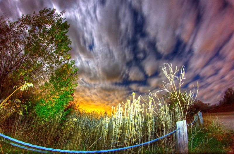 long  exposure, green  sky, motion  blur, road, photomatix, outdoors, autumn, cattails, clouds, night, hdr, photography, canon, plants, gravel, lapse, color