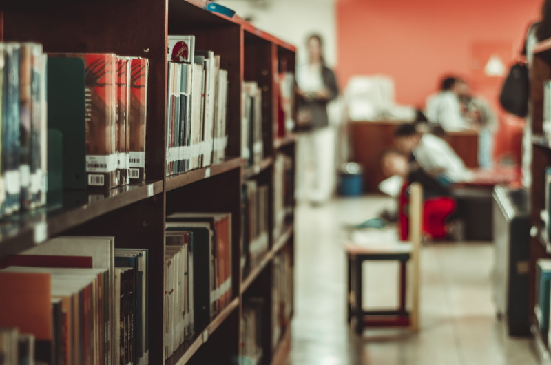 near, incidental people, book, choice, interior design, shelf, selective focus, chairs, large group of objects, variation, collection, in a row, library