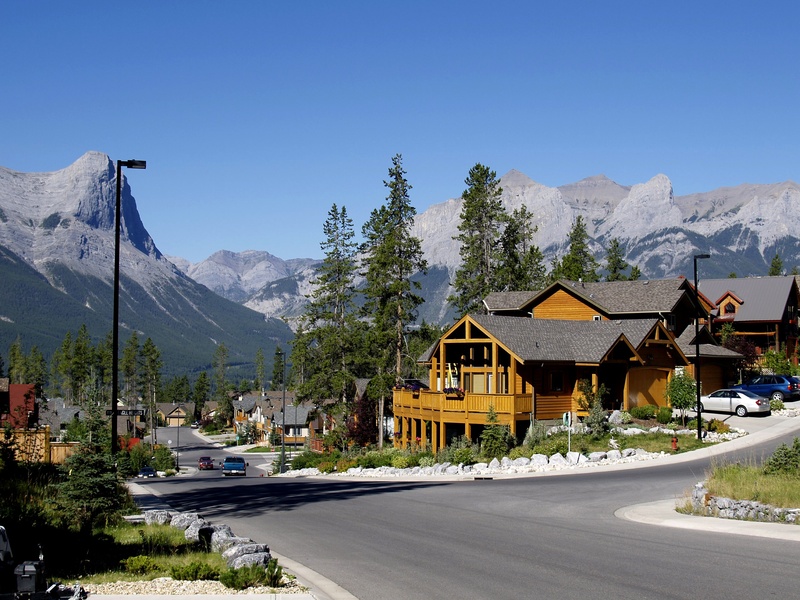 mountain range, transportation, alberta, middle, nature, scenics - nature, plant, landscape, loghome, travel destinations, concrete, built structure, outdoors