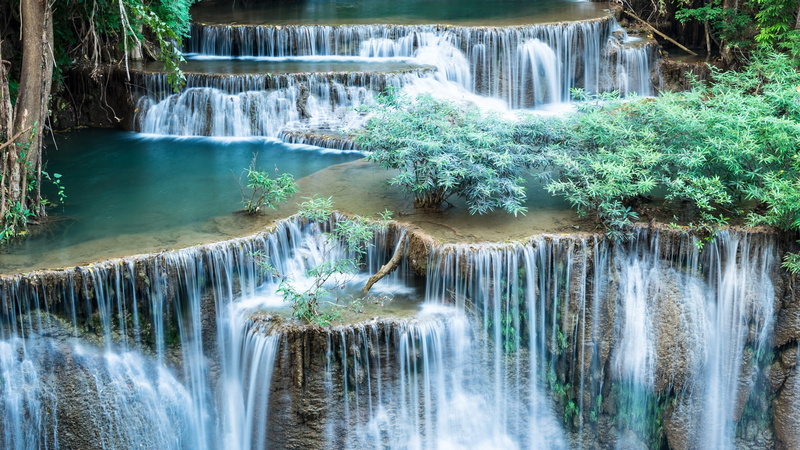2K, illustration, Waterfalls, Bushes, Scenery, Nature