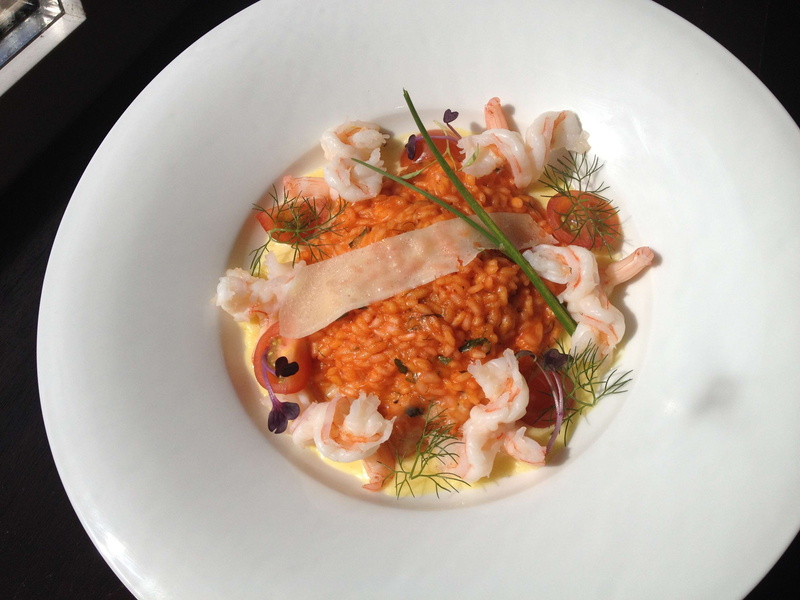 directly above, 2K, food and drink, healthy eating, prawns, wellbeing, no people, plate, close-up, meat, indoors, vegetable, risotto, serving size, freshness