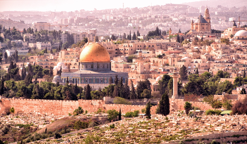 omar mosque, jerusalem, the past, mount of olives, building, residential district, history, cityscape, tourism, tree, nature, travel, belief, landscape