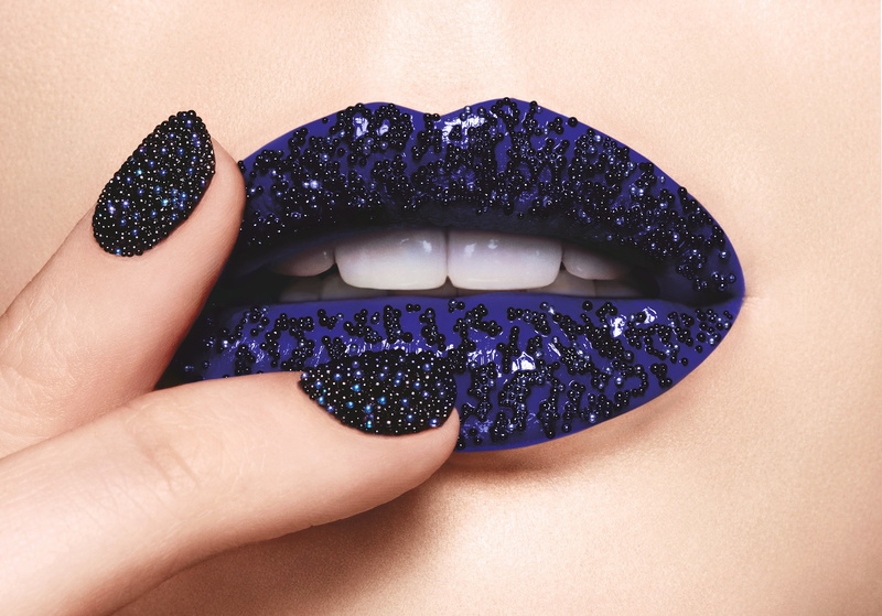 human lips, blue, human finger, mood, shiny, lips, caviar, adult, 2K, real people, face, beauty, close-up, females, body part, one person, art, hand, manicure