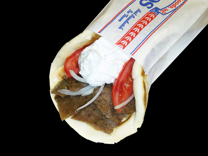 cut out, freshness, snack, vegetable, still life, Grilled, meat, ready-to-eat, food and drink, wrap, wellbeing, Gyro, close-up, Tomato, studio shot, text