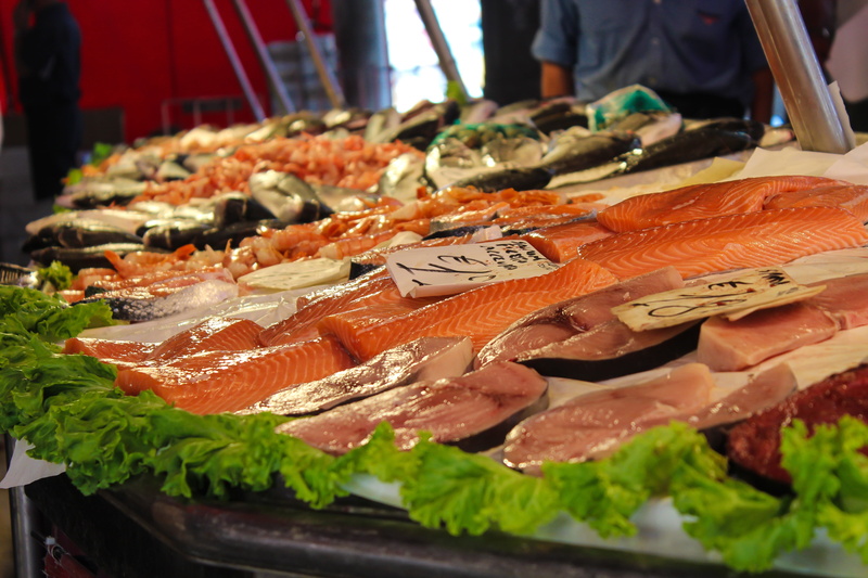 prepared Fish, raw, fish stand, mediterranean, stall, for sale, business, sale, frisch, 5K, sea, choice, wellbeing, display, salmon, fish, store, fish oil