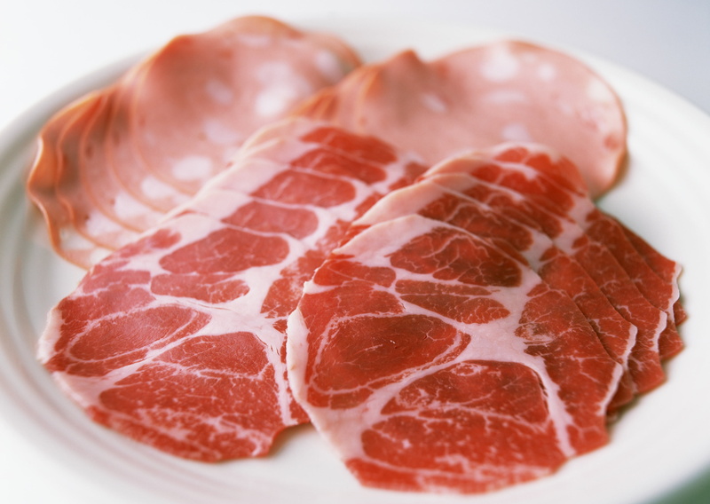 slice, bacon, fillet, indoors, white background, pork, ingredient, processed meat, dinner, close-up, meats, white, beef, food And Drink, seafood, cuts