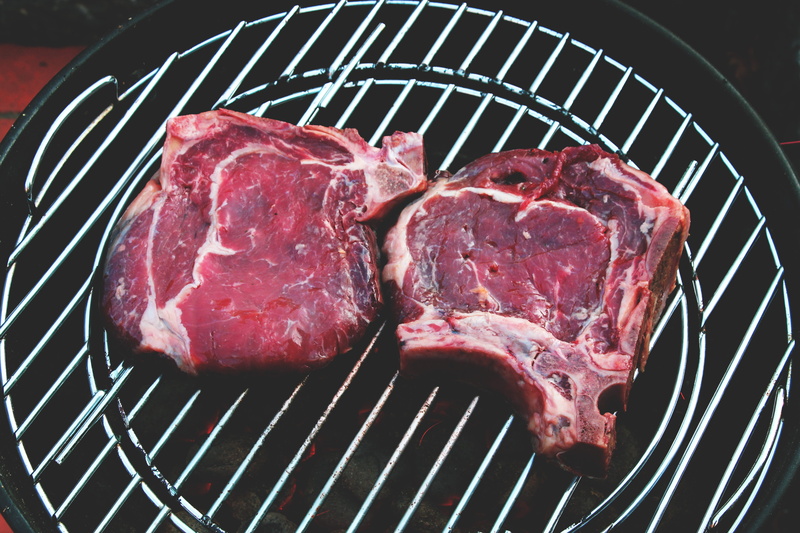 cooking, barbecue, metal, rib, chop, still life, pork, sirloin Steak, heat - temperature, grilling, dinner, Steak, preparing food, grill, grilled, lamb - meat