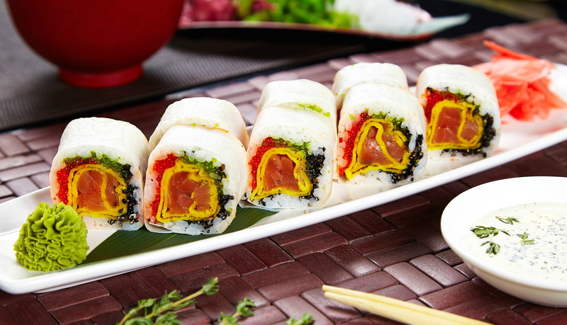 rolls, sushi, filling, 1080P, wasabi, sauce