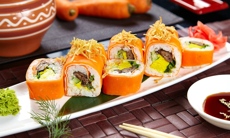 vegetarian, wasabi, sushi, filling, figure, 1080P, carrots, sauce