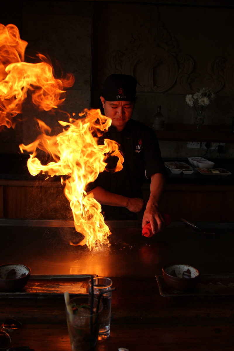 cooked, kitchen utensil, people, cook, food and drink, flaming, food, cooking, men, sirloin, Roast, top, beef, bbq, putting, copy, one person, standing