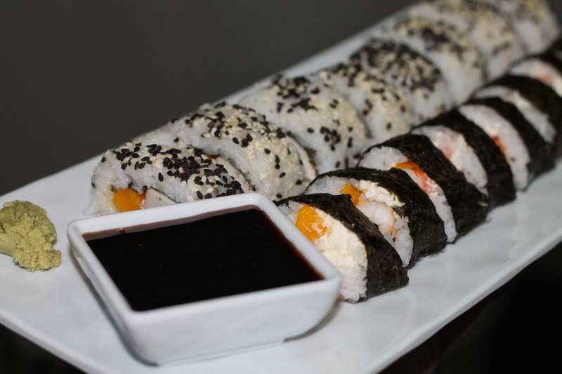 no people, rice, indoors, Sushi, ready-to-eat, Cuisine, 4K, crockery, asian food, futomaki, still life, condiment, food, food and drink, freshness, black background