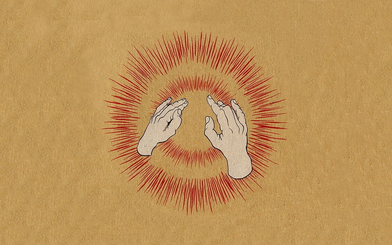 craft, Lift Your Skinny Fists Like Antennas to Heaven, wall - building feature, sand, indoors, yellow, illustration, creativity, hands, shape, human representation