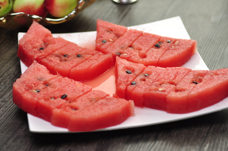food, dim sum, food and drink, 4K, seafood, no people, slice, watermelon, ready-to-eat, wellbeing, close-up, ripe, japanese food, plate, table, freshness