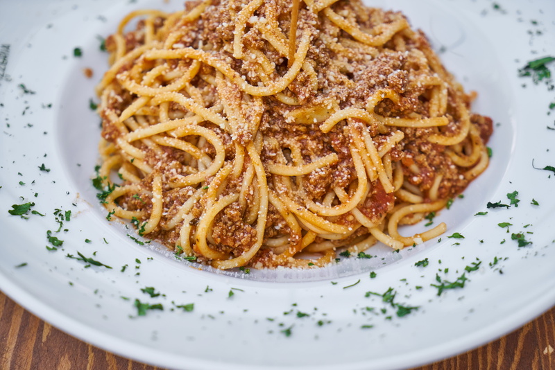 crockery, detail shots, copy space, hot, close-up, indoors, herb, pepper, garnish, natural, high angle view, horizontal, vivid color, spaghetti, cheese