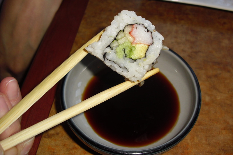 asian food, japanese food, seafood, meal, indoors, soy, ready-to-eat, healthy, asian, holding, japanese, soy sauce, chopsticks, using, roll, wellbeing