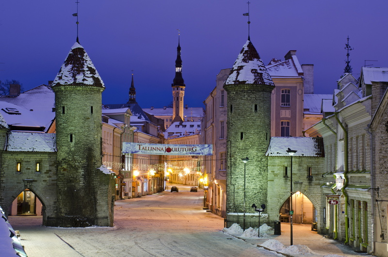 Estonia, lights, Tallinn, road, tower, check, the evening, 4K, home