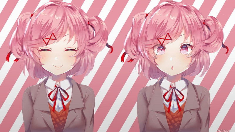 Doki Doki Literature Club, picture-in-picture, 1080P, Natsuki (Doki Doki Literature Club), anime, anime girls