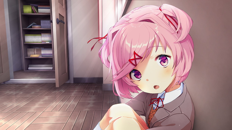 Natsuki (Doki Doki Literature Club), pink hair, Doki Doki Literature Club, 1080P